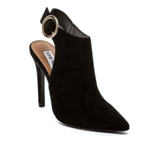STEVE MADDEN Pointer Black Suede Bootie Heels